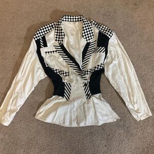 Cache 80s Black and White Checkered Cinched Jacket